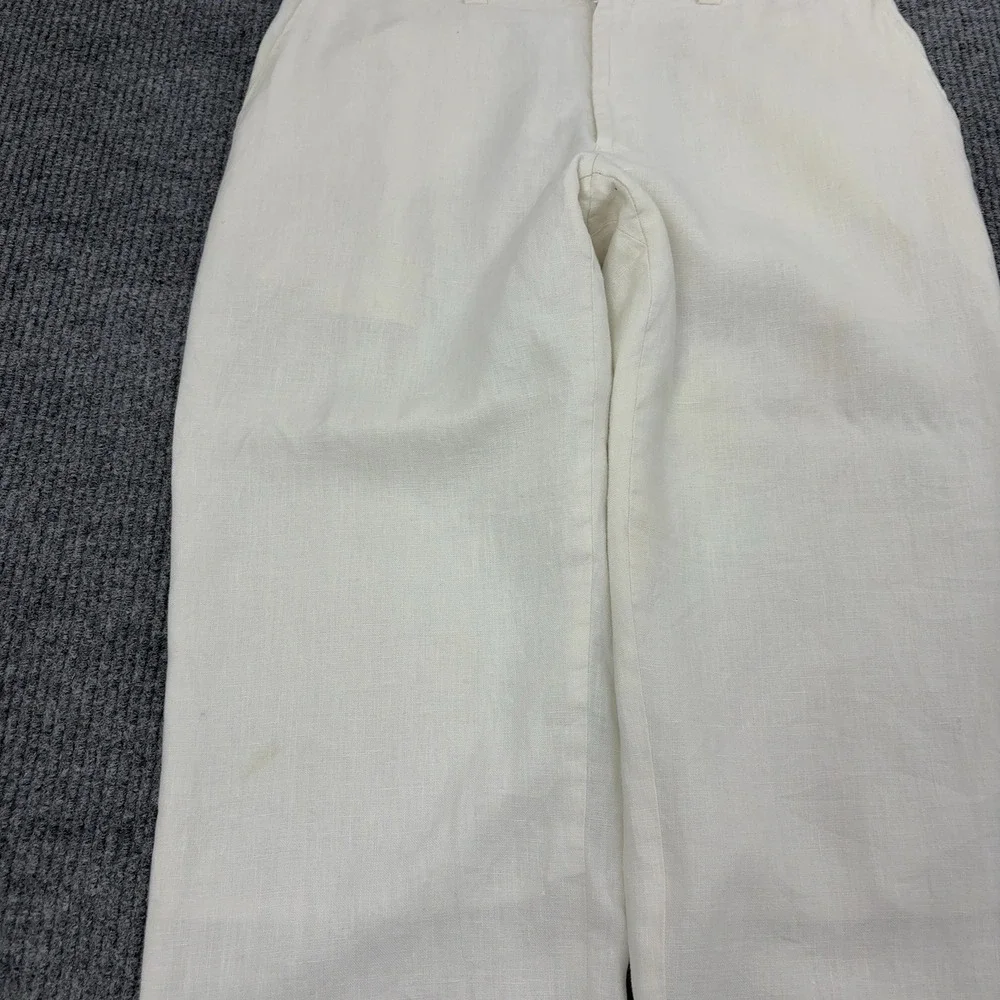 Vintage Calvin Klein Pants Mens 36x30 Cream Linen Flat Front Casual Luxury Style